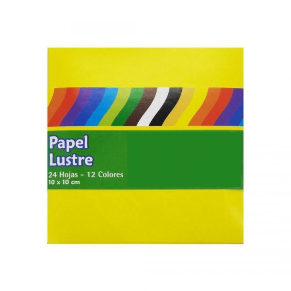 PAPEL LUSTRE 10X10 24 HOJAS 12 COLORES - Cokyoffice SpA